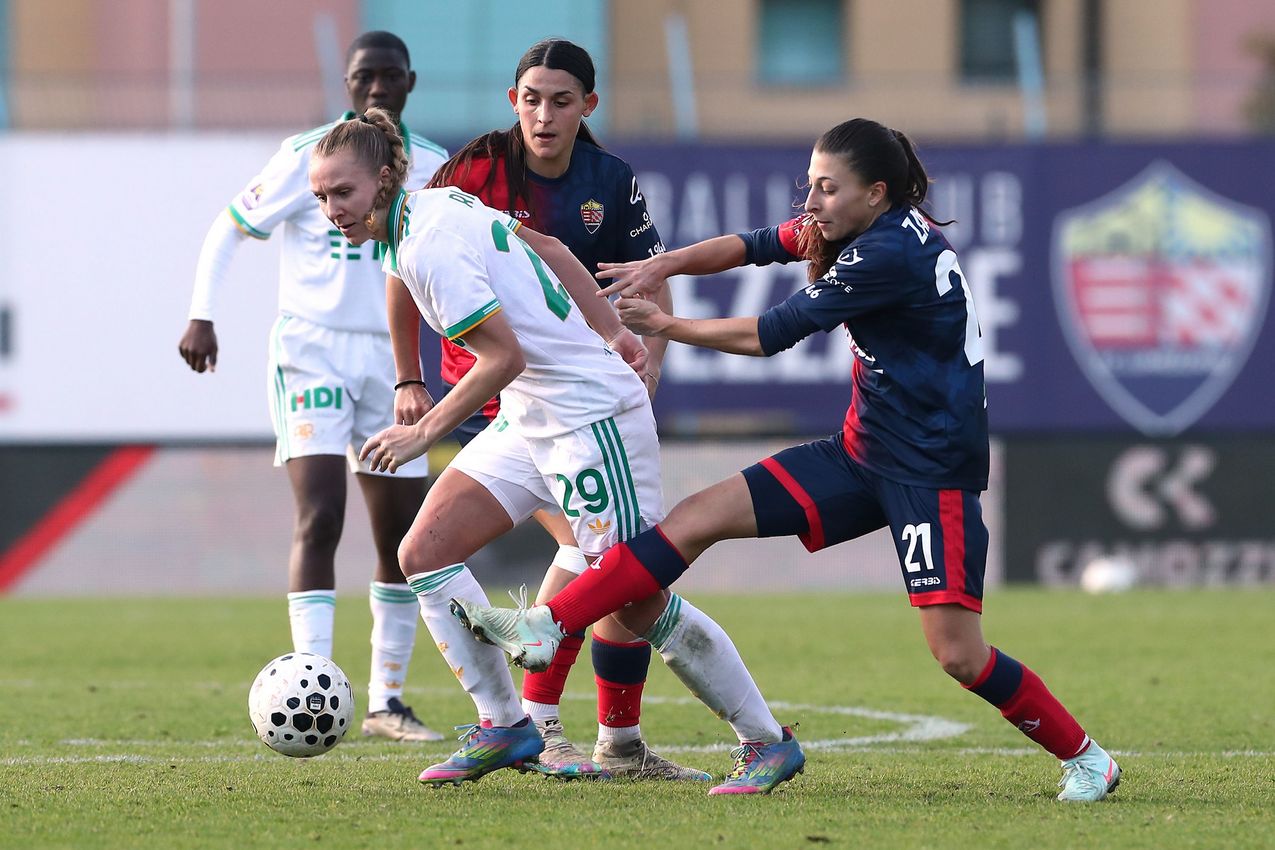 LUMEZZANE, ITALY - DECEMBER 21: Annalena Rieke of AS Roma in action during the Coppa Italia Women match between FC Lumezzane Women and AS Roma Women at Stadio Tullio Saleri on December 21, 2025 in Lumezzane, Italy. (Photo by AS Roma/AS Roma via Getty Images)