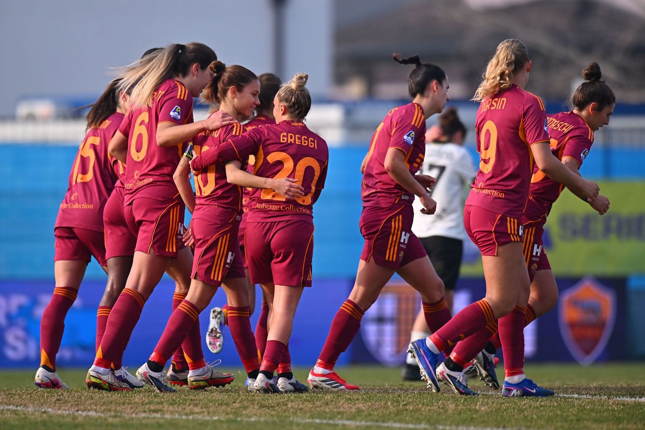 PARMA, ITALY - FEBRUARY 01: during  the Serie A Women match between Parma Calcio and AS Roma at Stadio il Noce on February 01, 2026 in Noceto, Italy. (Photo by AS Roma/AS Roma via Getty Images)
