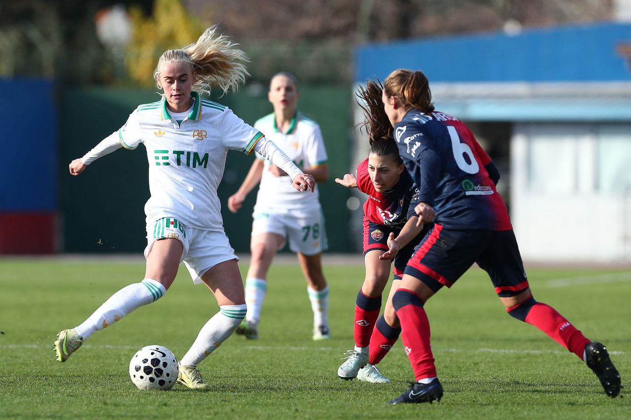 LUMEZZANE, ITALY - DECEMBER 21: Katherine Moller Kuhl of AS Roma in action during the Coppa Italia Women match between FC Lumezzane Women and AS Roma Women at Stadio Tullio Saleri on December 21, 2025 in Lumezzane, Italy. (Photo by AS Roma/AS Roma via Getty Images)